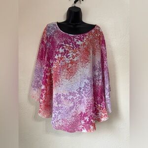 Vibrant Floral Poncho Top 0154